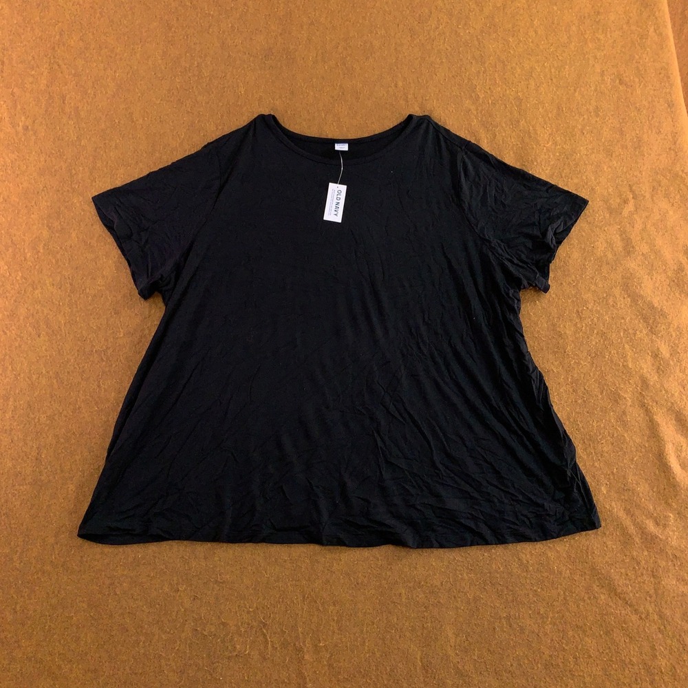 Old Navy Womens 2X Black Luxe Short Sleeve Rayon Blend T-Shirt NWT